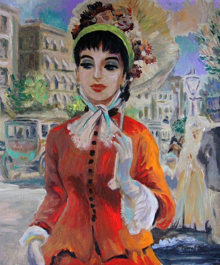 Paris Painting - Woman with Parasol in Paris by Karon Melillo DeVega