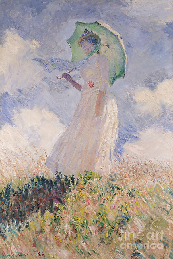 Claude Monet Painting - Woman with Parasol turned to the Left by Claude Monet