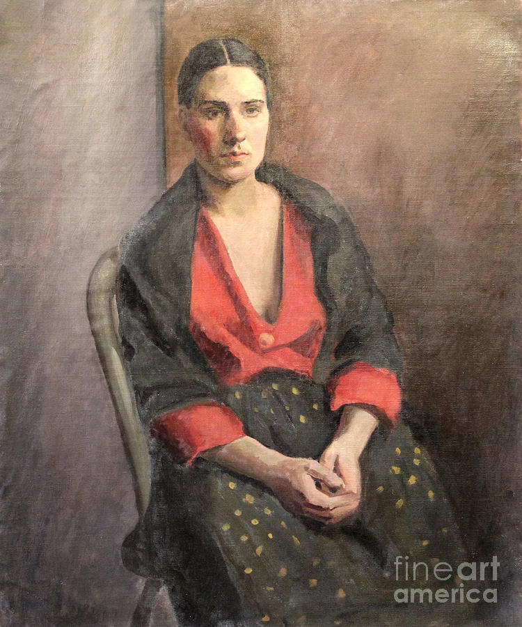 Woman with Read Blouse 1929 Painting by Art By Tolpo Collection