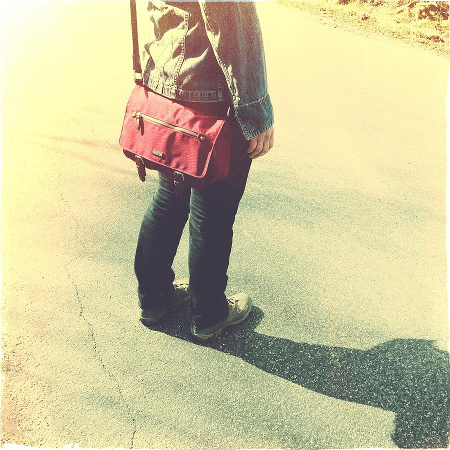 Red Photograph - Woman with red bag on the street by Matthias Hauser Red Photograph - Woman with red bag on the street by Matthias Hauser
