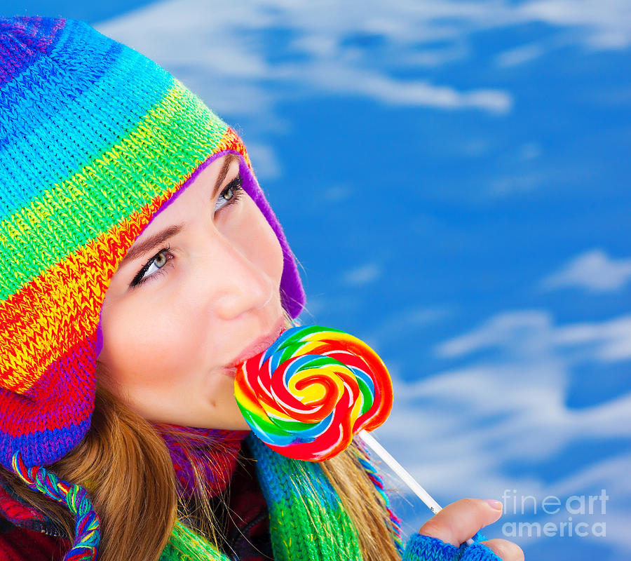 Woman with sugar candy Photograph by Anna Om