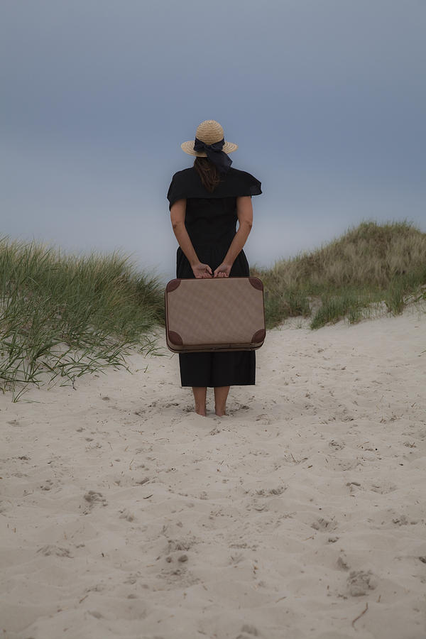Holiday Photograph - Woman with suitcase by Maria Heyens