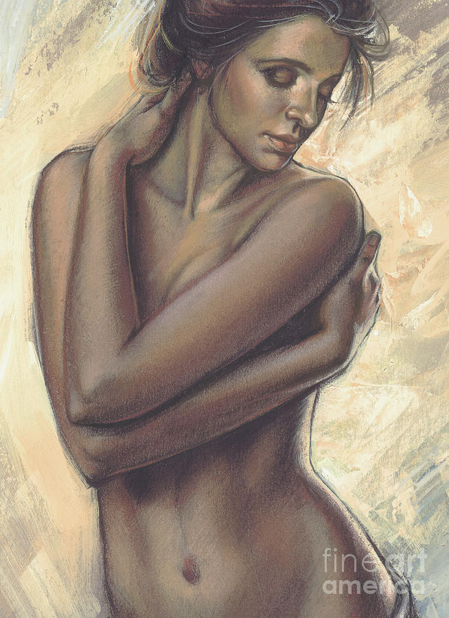 Nude Digital Art - Woman With White Drape Crop by MGL Meiklejohn Graphics Licensing