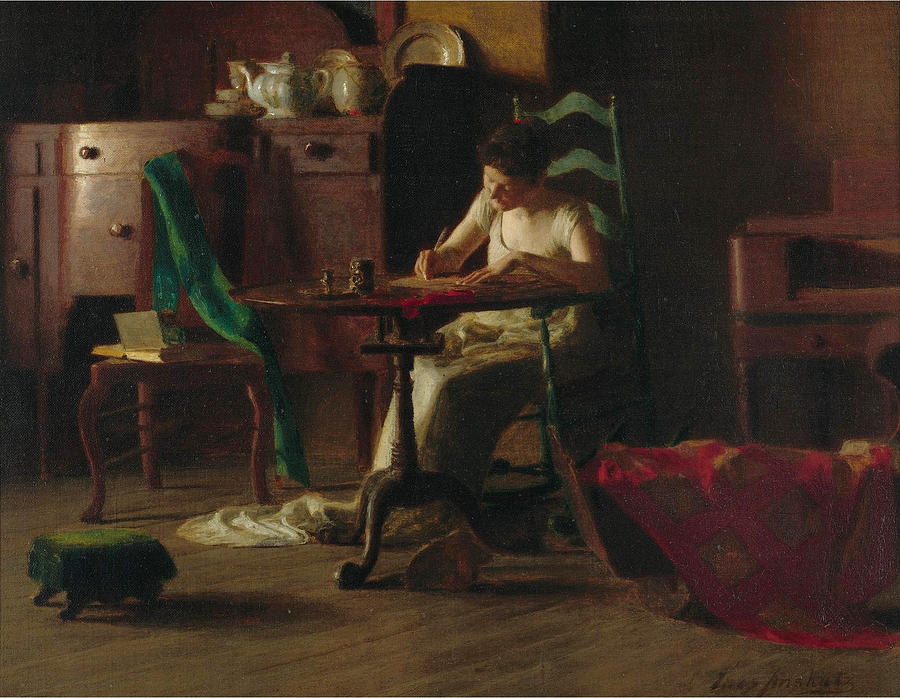 Thomas Pollock Anshutz Painting - Woman Writing At A Table by Thomas Pollock Anshutz