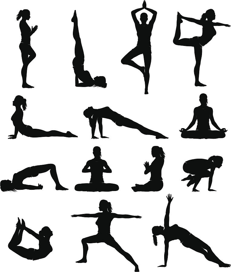 Woman yoga silhouettes Drawing by Pixitive