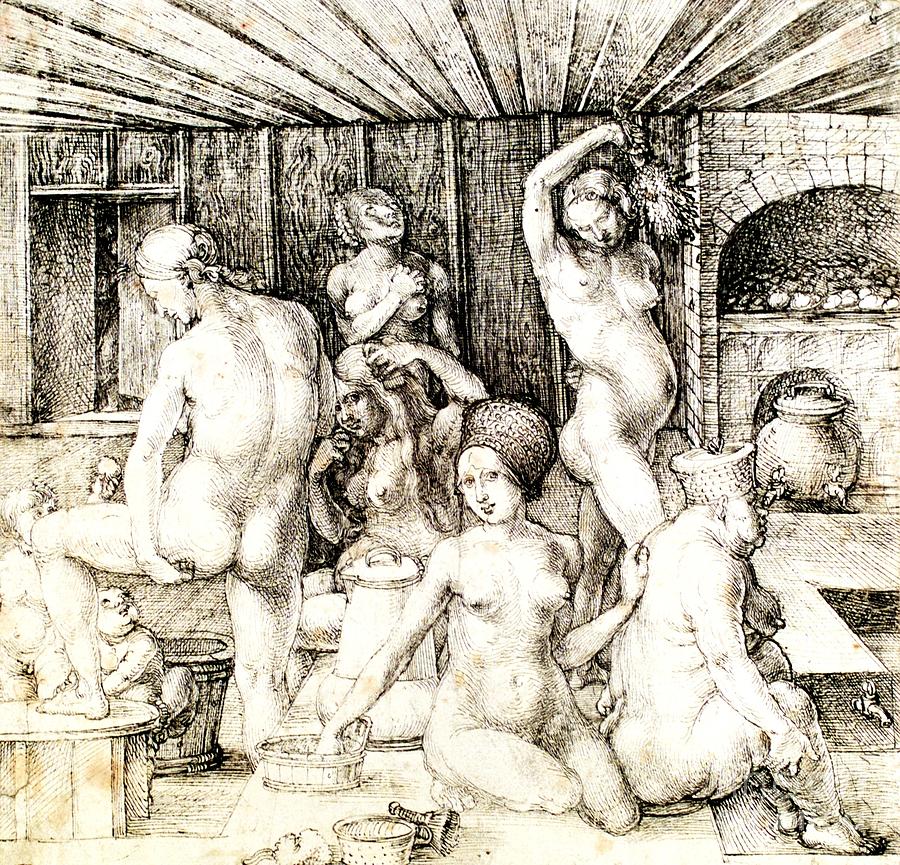 Womans Bath Drawing by Thea Recuerdo