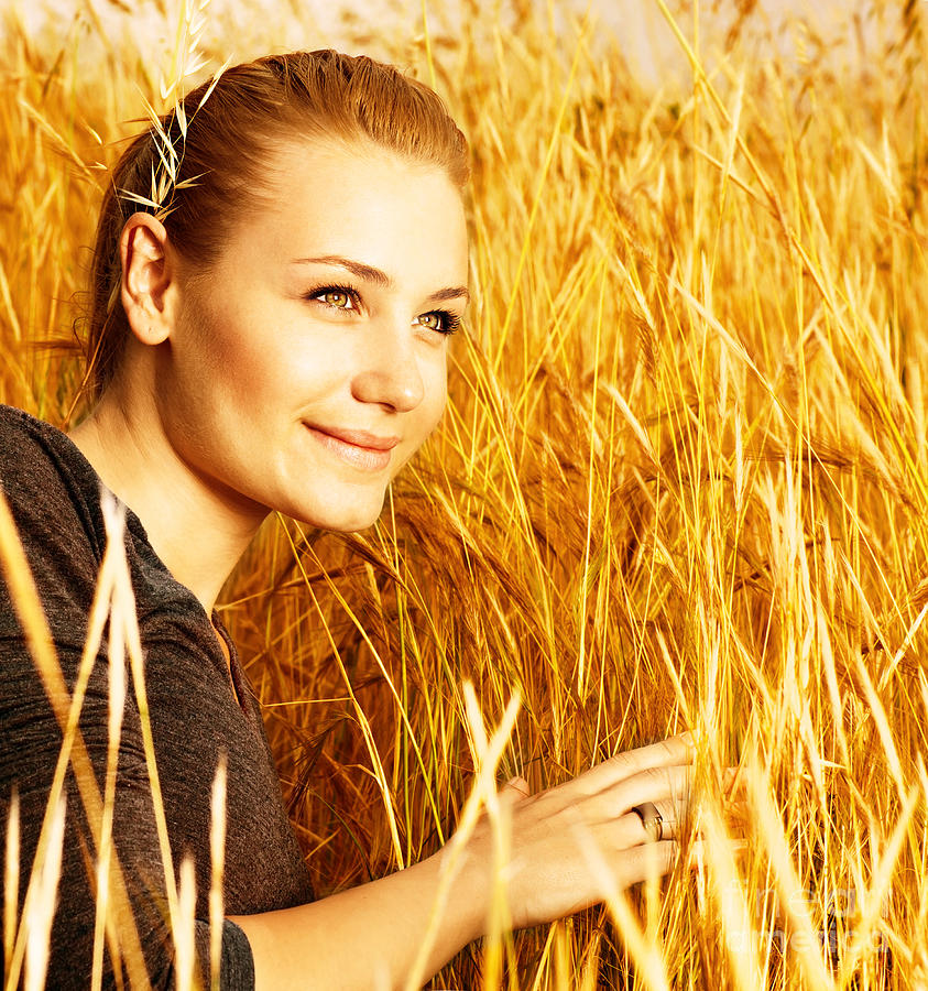 Woman S Portrait In Golden Wheat Photograph By Anna Om Pixels