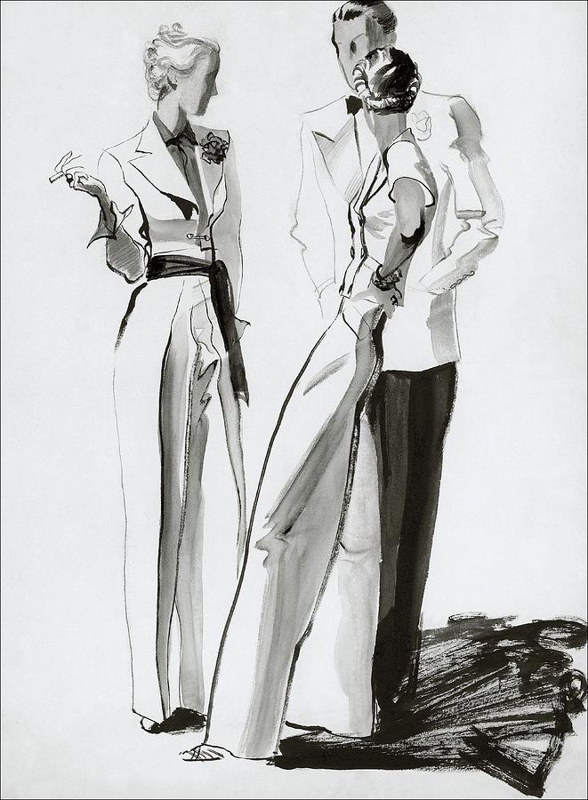 Women And A Man In Suits Digital Art by Rene Bouet-Willaumez Women And A Man In Suits Digital Art by Rene Bouet-Willaumez