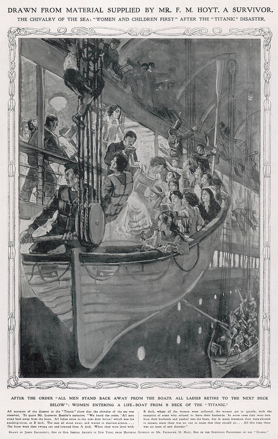 Women And Children Board A Lifeboat Drawing by Illustrated London News ...