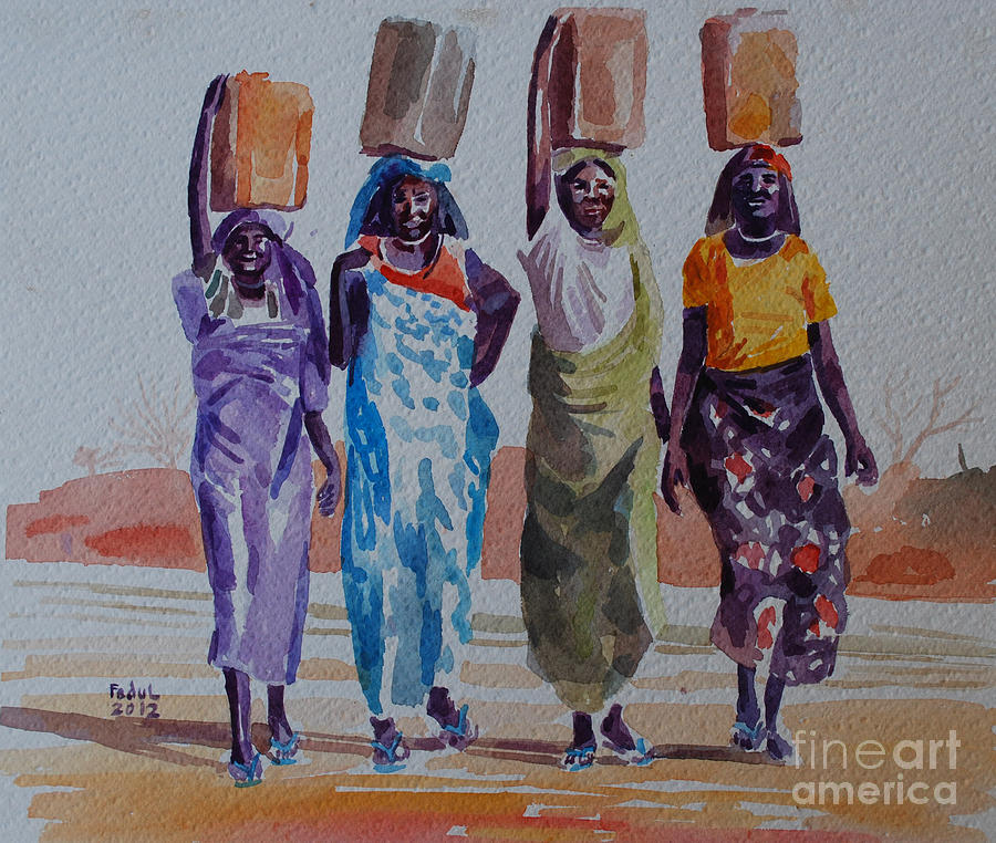 women-and-fetching-water-painting-by-mohamed-fadul-fine-art-america