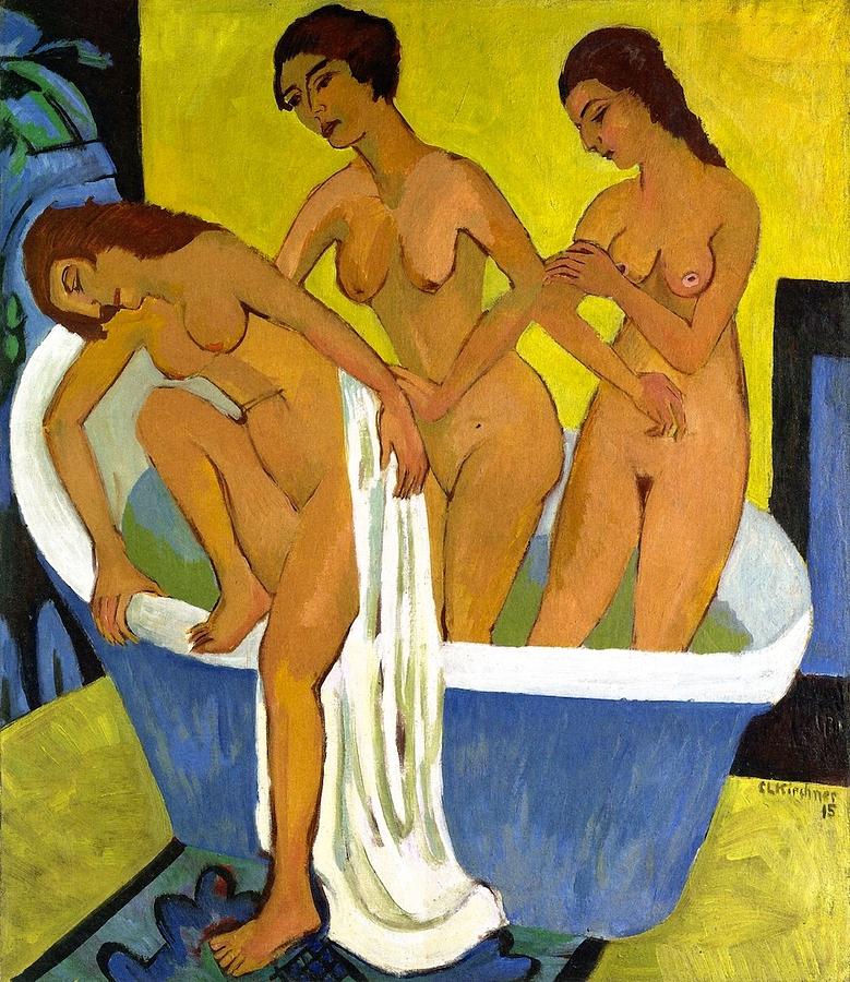 Women Bathing Painting by Ernst Ludwig Kirchner