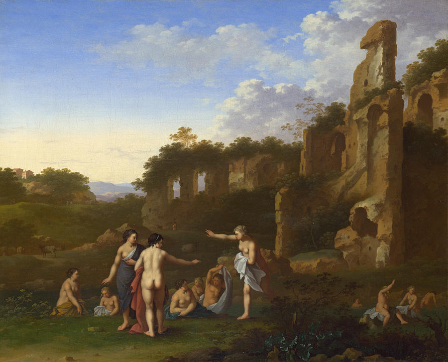 Women bathing in a Landscape Painting by Cornelis van Poelenburgh