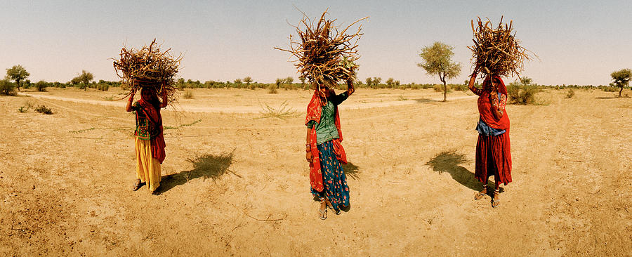 Rural Scene Photograph - Women Carrying Firewood On Their Heads by Panoramic Images