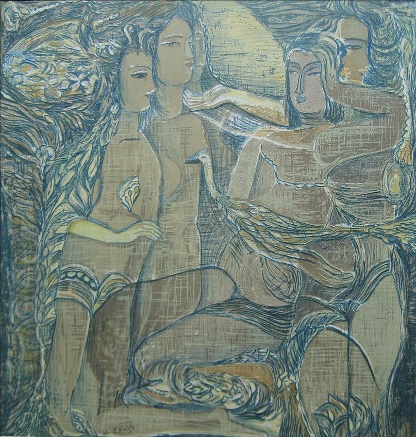 Women Chatting  Painting by Ousama Lazkani