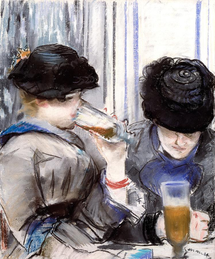Women Drinking Beer, 1878 Drawing by Edouard Manet