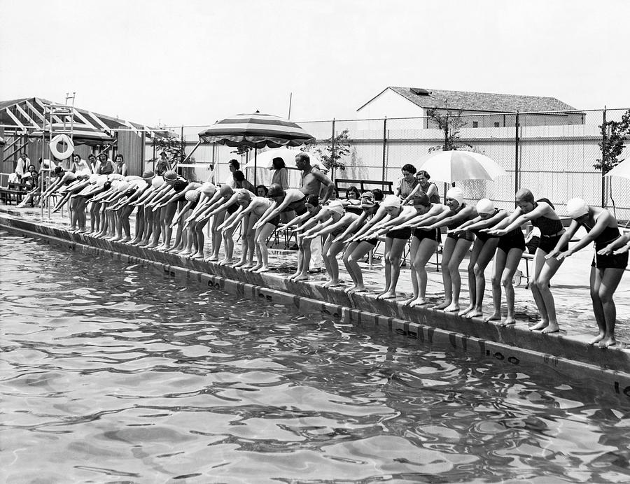 Women Get Swimming Lessons Photograph by Underwood Archives - Fine Art ...