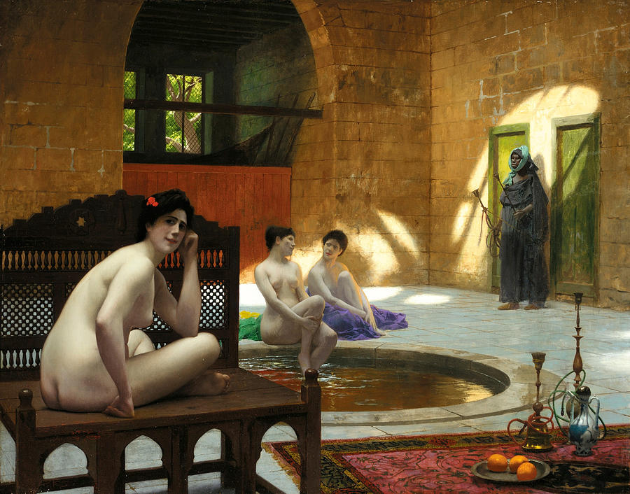 Women in Bath Painting by Jean-Leon Gerome