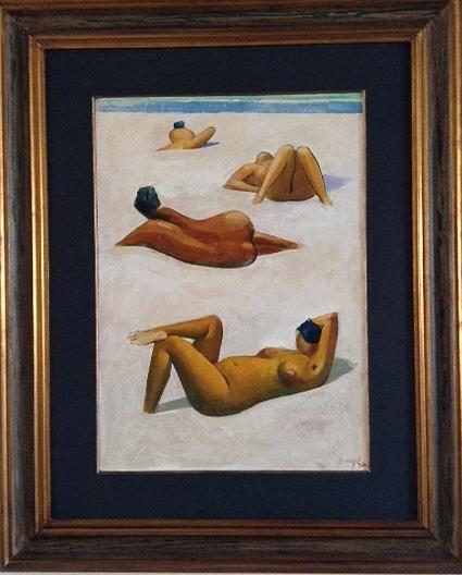 Women On Beach Painting by Hector Julio Paride Bernabo or Carybe
