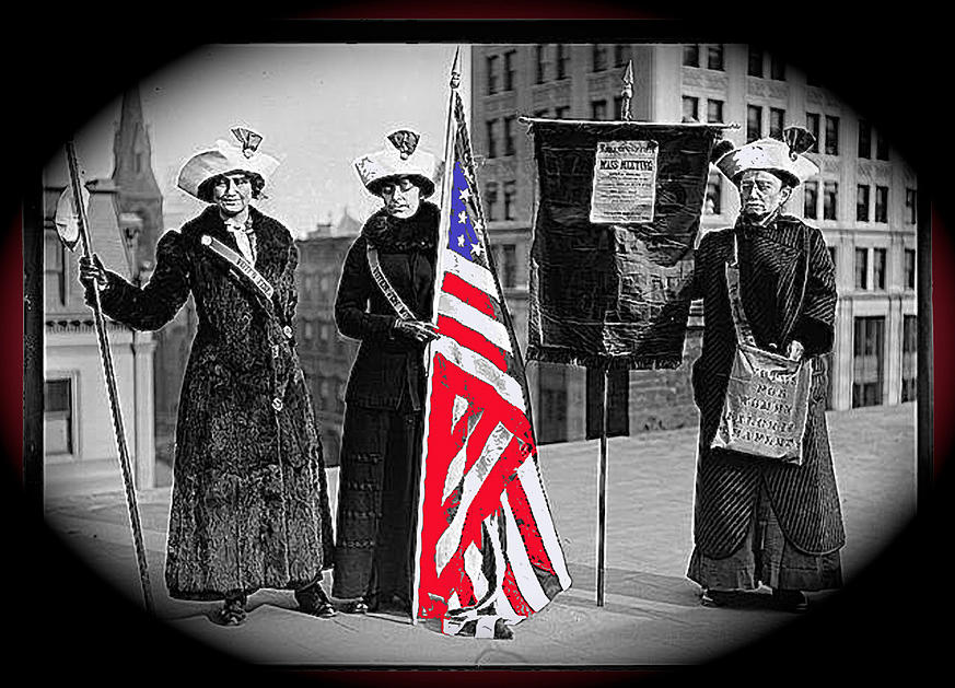Women seeking the right to vote in circa 1912 vignetted color added 2013 Photograph by David Lee Guss