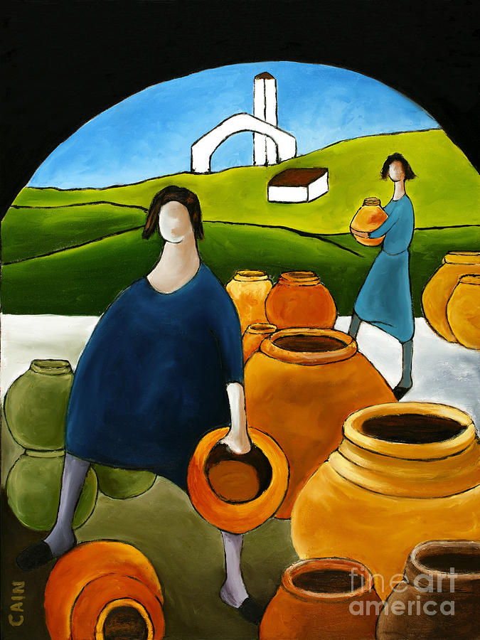 Women Selling Pots Painting by William Cain