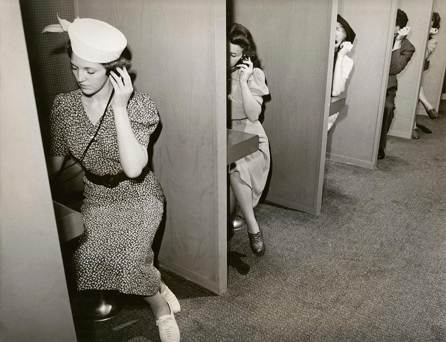 1900s Photograph - Women Taking Hearing Tests by New York Worlds Fair/new York Public Library