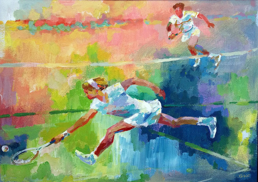 Women tennis Painting by Guowen - Frank Fang - Pixels