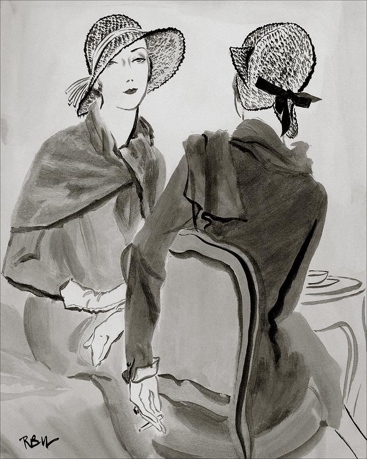 Women Wearing Agnes Hats Digital Art by Rene Bouet-Willaumez