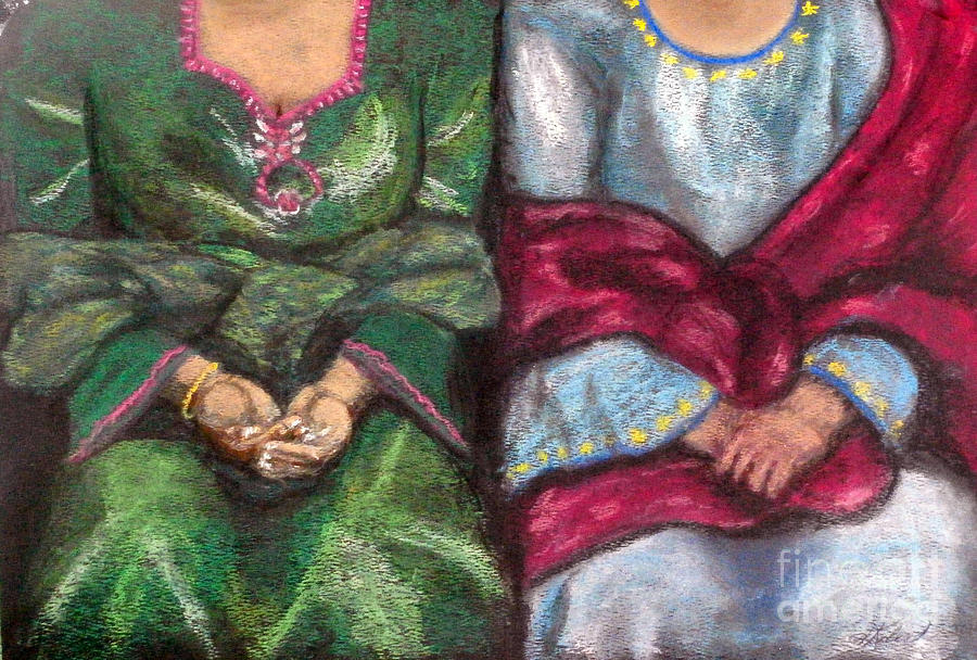 Portrait Pastel - Women Wearing Shawls II by Aurorah Kelevh