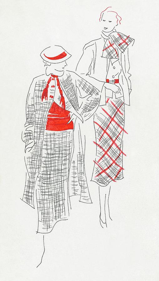 Women Wearing Tweed And Plaid Digital Art by William Bolin