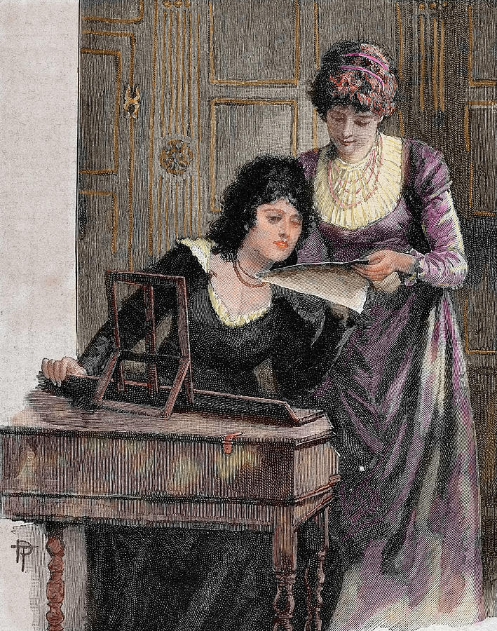 Women With A Harpsichord Photograph by Prisma Archivo