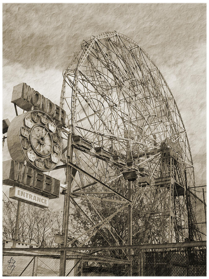 Vintage Photograph - Wonder Wheel Coney Island by Brooke Fuller