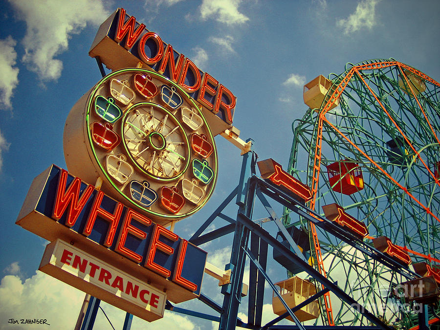 Wonder Wheel - Coney Island Digital Art by Carrie Zahniser