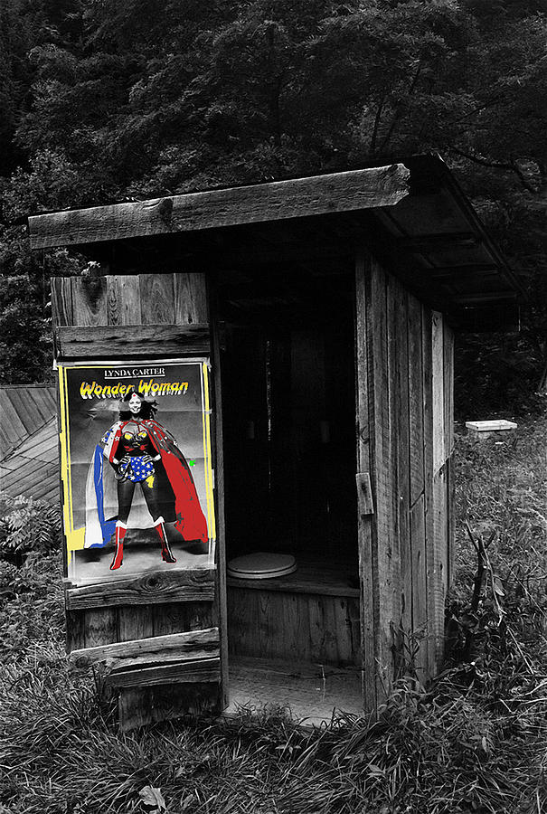 Wonder Woman Poster Outhouse Near Marshall North Carolina 1977 Color Added 2008 Photograph by David Lee Guss