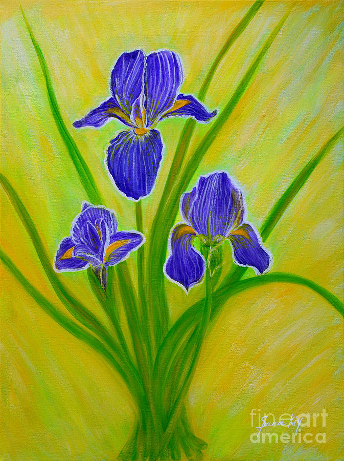 Wonderful Iris Flowers 2 Painting by Oksana Semenchenko