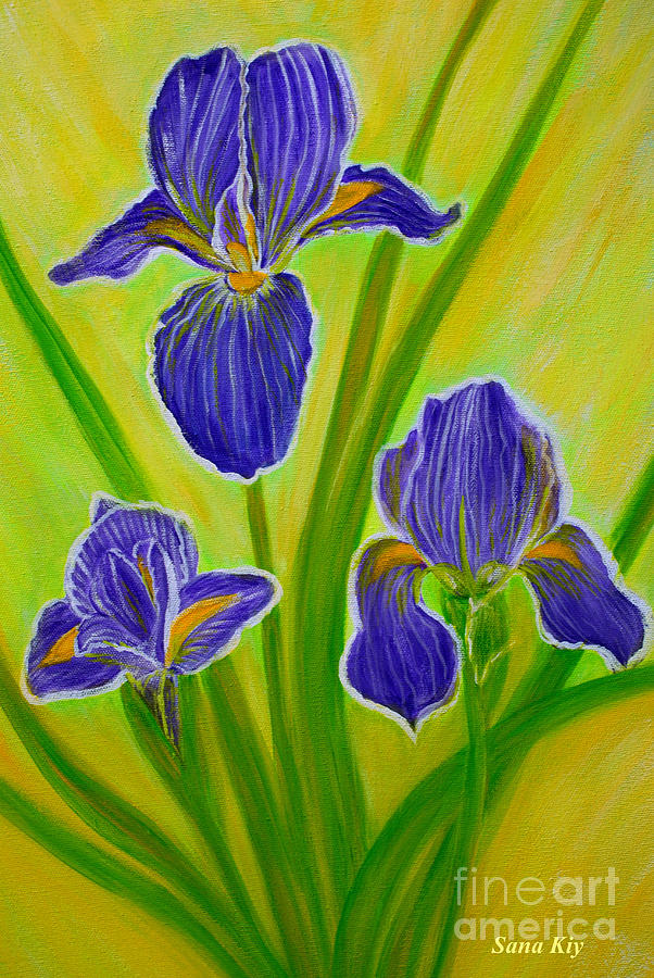Wonderful Iris Flowers 3 Painting by Oksana Semenchenko