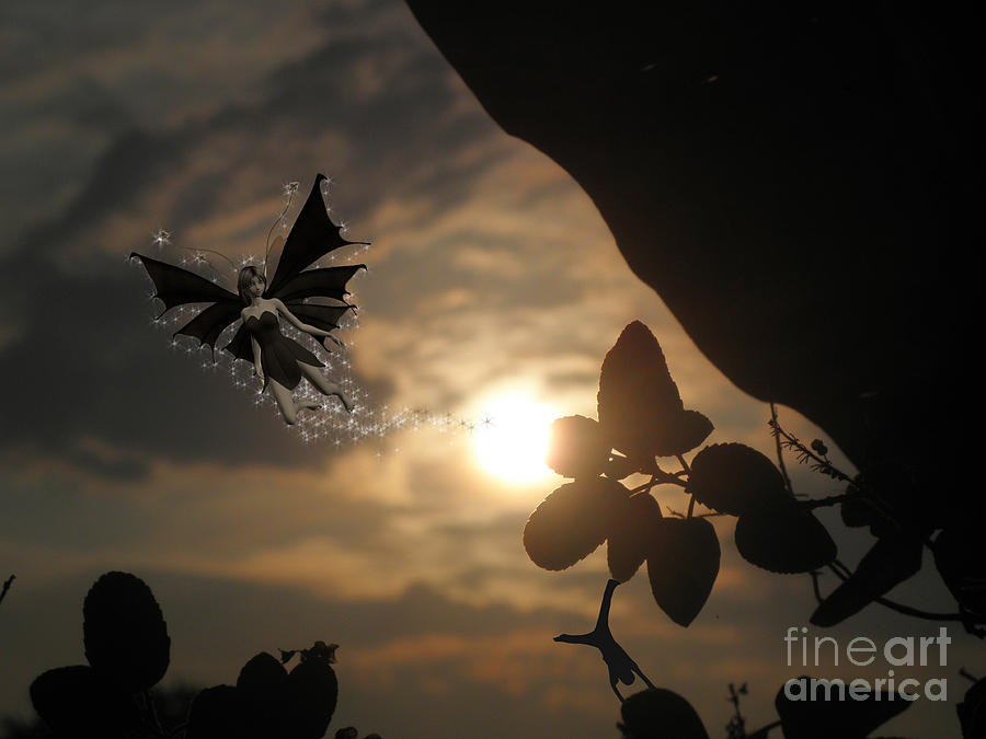 Fairy Digital Art - Wonderful sunset fairy by Pixel Artist