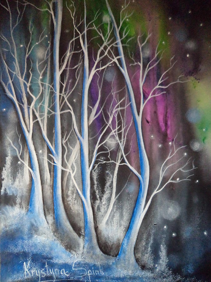 Wondering Blue Trees Painting by Krystyna Spink