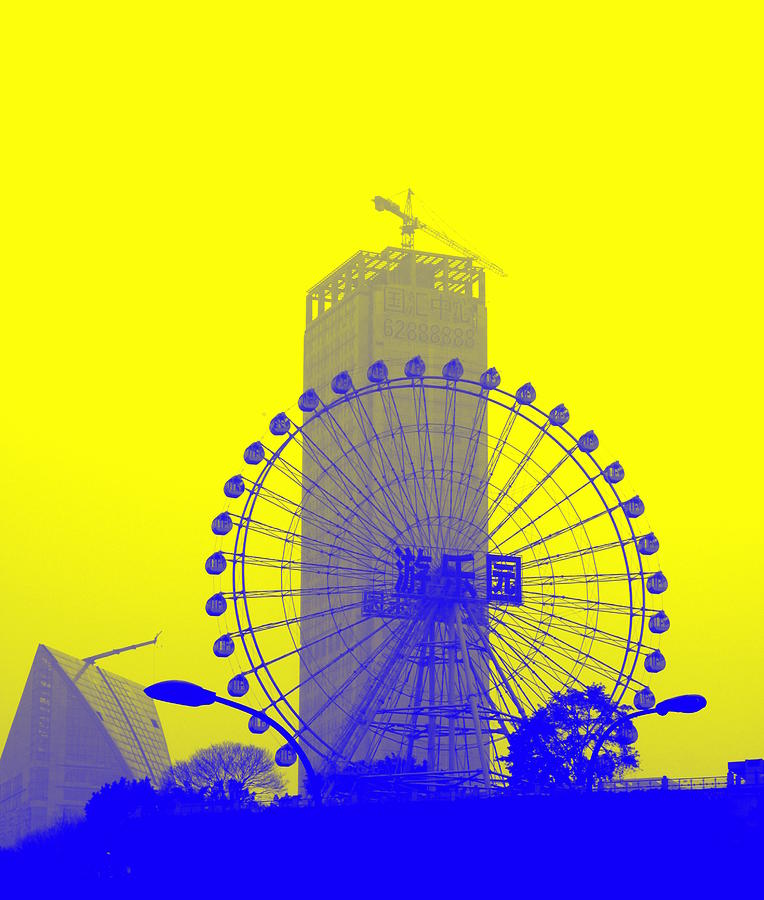 WonderWheel in Blue and Yellow Photograph by Valentino Visentini