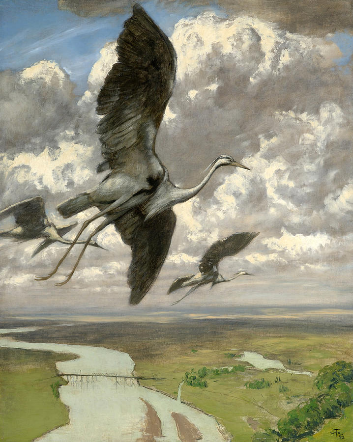 Hans Thoma Painting - Wondrous birds by Hans Thoma