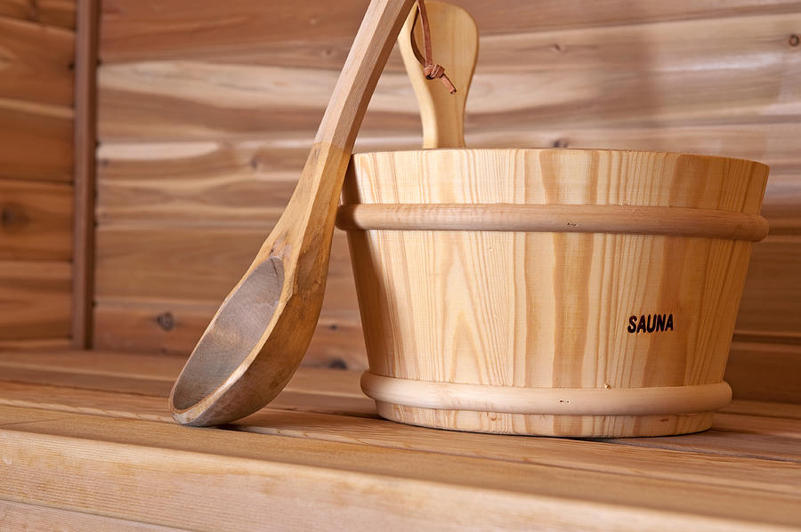 Wood Bucket in sauna Photograph by Marek Poplawski