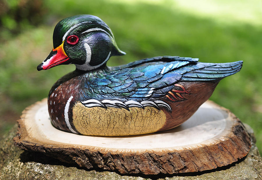 Mini Wood Duck Drake No 6 Sculpture by Craig Burgwardt