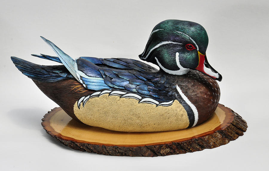 Wood Duck Drake No 7 Sculpture by Craig Burgwardt