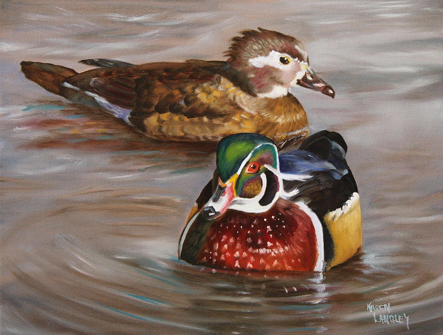 Wood Duck Duo Painting by Karen Langley - Fine Art America