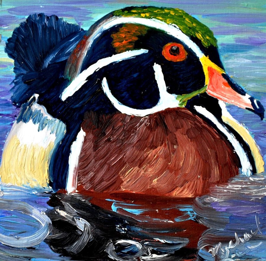 Duck Painting - Wood Duck by Michael Lee