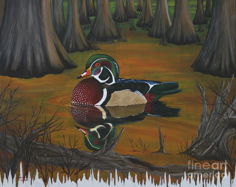 Duck Painting - Wood Duck by Terry  Hester