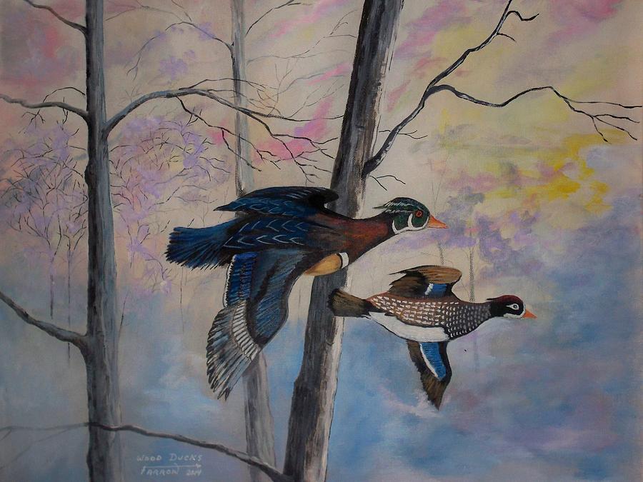 Wood Ducks Painting by Dave Farrow