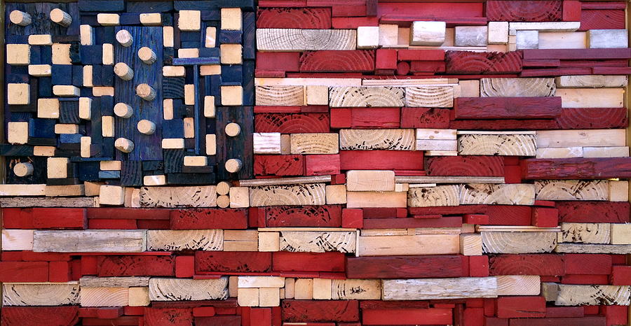Flag Digital Art - Wood Flag Number 3 by Ron Hedges