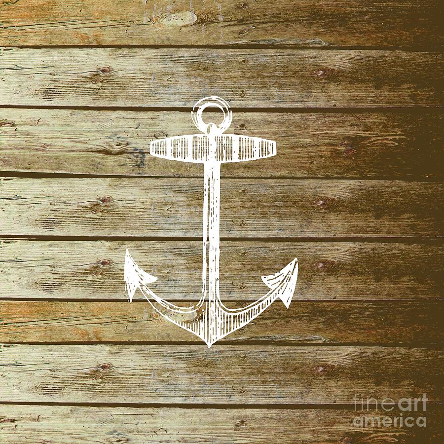 Wood-look photo with anchor stamp Digital Art by Li Or - Pixels