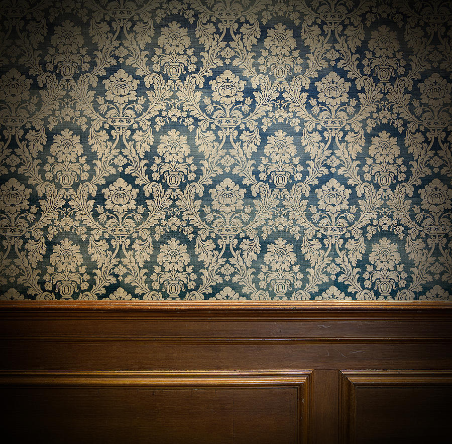 Wood panel and vintage wallpaper design Photograph by Sean Gladwell