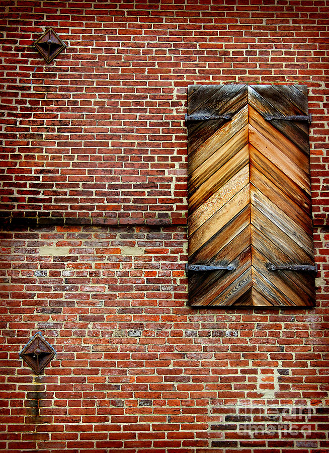 Wood Shutters Brick Wall Photograph by Karen Adams